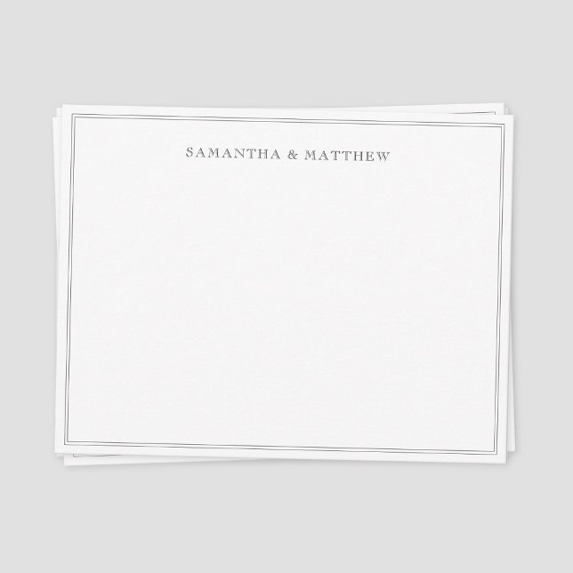 Tarjeta Pequeña Pareja de borde doble negra (Classic vintage double border couple note card)