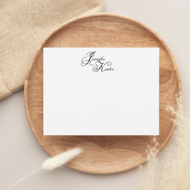 Tarjeta Pequeña Pareja de guión de caligrafía elegante monogramada (Subido por el creador)