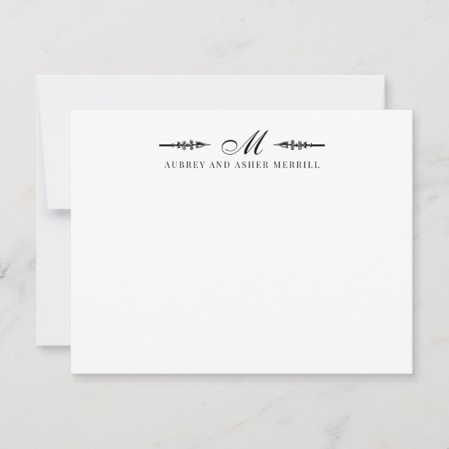 Tarjeta Pequeña Pareja de guión moderna nombre casado (Anverso)