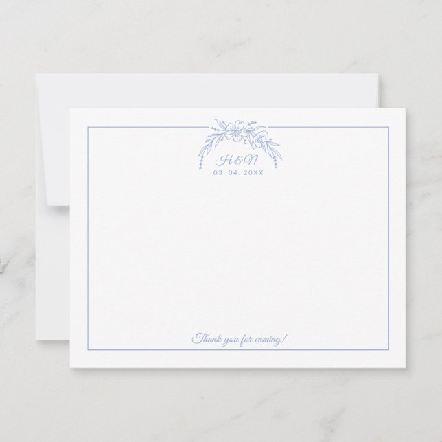 Tarjeta Pequeña Pareja de guirnalda azul turbia parcela de borde i (Anverso)