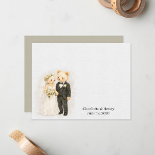 Tarjeta Pequeña Pareja de Osos de Boda Personalizados