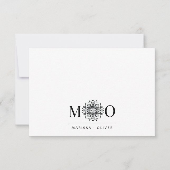 Tarjeta Pequeña Pareja Jewel Motif Ampersand Monograma (Anverso)