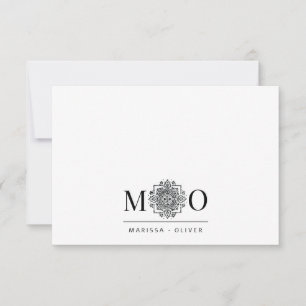 Tarjeta Pequeña Pareja Jewel Motif Ampersand Monograma
