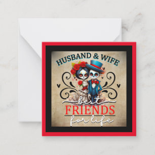 Tarjeta Pequeña Pareja Linda Calavera de Azúcar