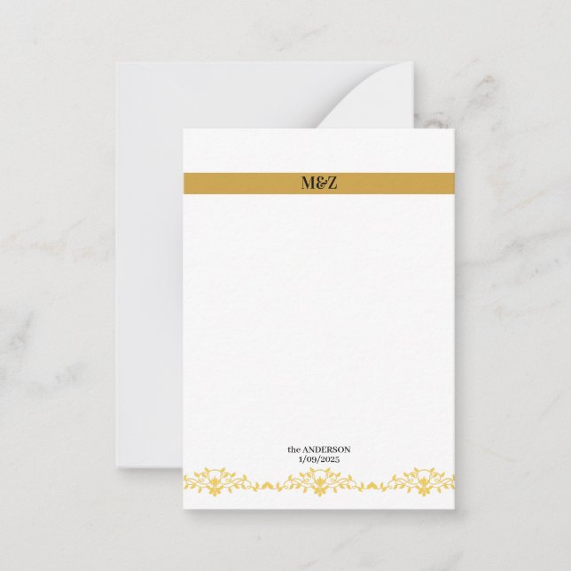 Tarjeta Pequeña Pareja Monograma boda fecha cartón decorativo (Anverso)