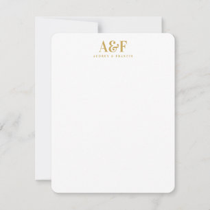 Tarjeta Pequeña Pareja Monograma Minimalista Moda simple Oro Blanc