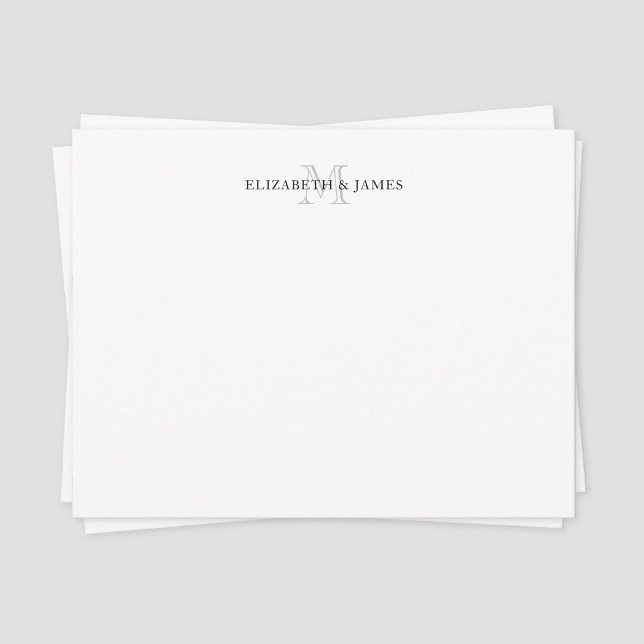 Tarjeta Pequeña Pareja monogramada inicial personalizada (Vintage couple monogram note card)