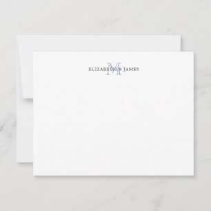 Tarjeta Pequeña Pareja Personalizada con Monograma Inicial Azul