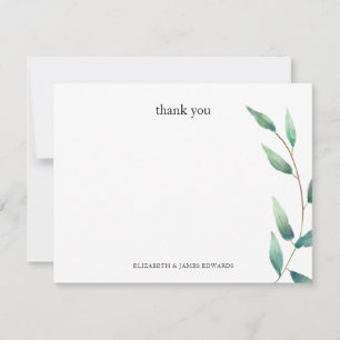 Tarjeta Pequeña Pareja Personalizada Hojas Verdes Gracias