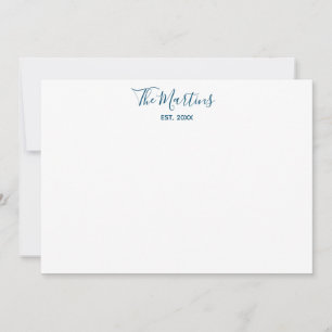Tarjeta Pequeña Parejas Caligrafía moderna personalizada azul teal