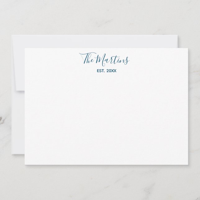 Tarjeta Pequeña Parejas caligrafía moderna Verde azulada azul pers (Anverso)