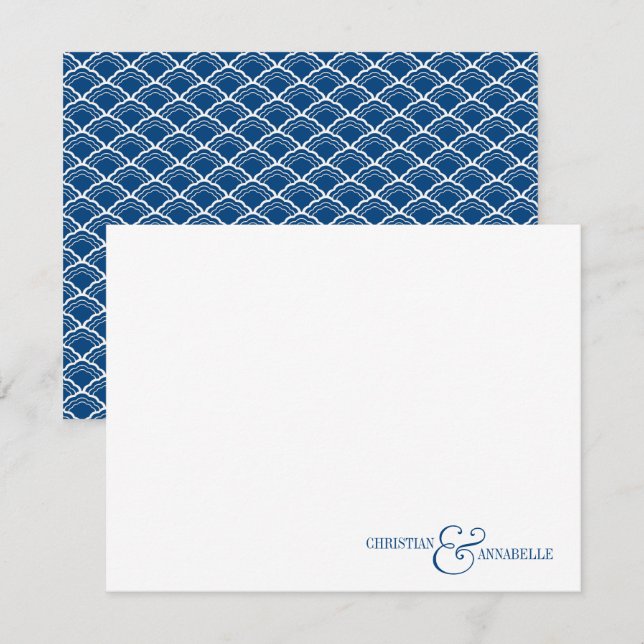 Tarjeta Pequeña Parejas de Stationery personalizada Navy Vieira Az (Anverso / Reverso)