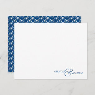 Tarjeta Pequeña Parejas de Stationery personalizada Navy Vieiras a