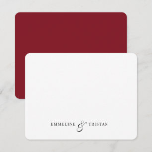 Tarjeta Pequeña Parejas personalizadas Stationery Burgundy Red