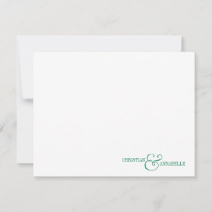Tarjeta Pequeña Parejas Personalizadas Stationery Green Scallop