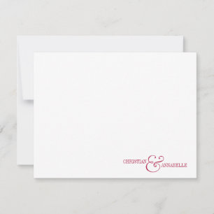 Tarjeta Pequeña Parejas Stationery personalizada Burgundy Scallop