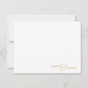 Tarjeta Pequeña Parejas Stationery Personalizada Faux Gold Scallop