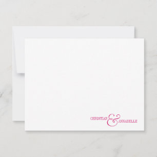 Tarjeta Pequeña Parejas Stationery personalizada Vieira rosa calie