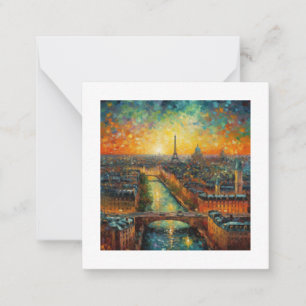 Tarjeta Pequeña París por la noche estilo van Gogh