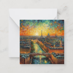 Tarjeta Pequeña París por la noche estilo van Gogh