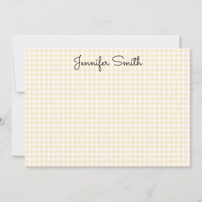 Tarjeta Pequeña Pastel Amarillo Limón Mini Gingham (Anverso)