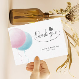 Tarjeta Pequeña Pastel Balloons Birthday Budget Thank You