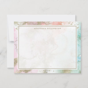 Tarjeta Pequeña Pastel Blue Pink Gold Resumen Stardust