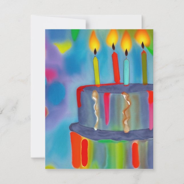Tarjeta Pequeña Pastel de cumpleaños (Anverso)