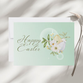 Tarjeta Pequeña Pastel Easter Eggs Floral Christian Feliz Pascua