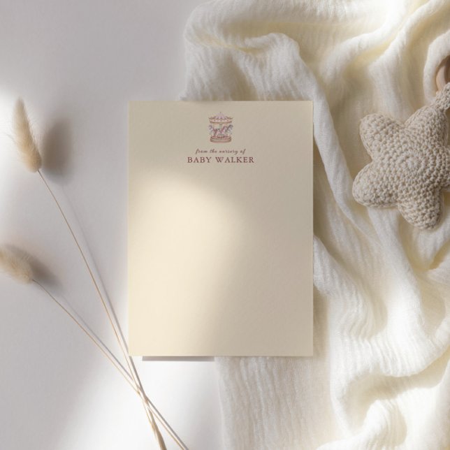 Tarjeta Pequeña Pastel Pink Cute Carousel Girl Baby Shower  (Subido por el creador)