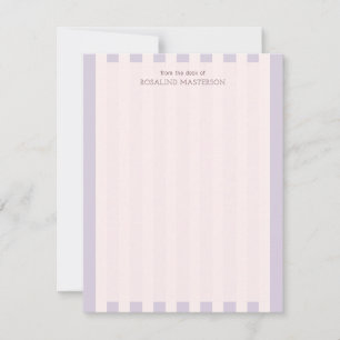 Tarjeta Pequeña Pastel Rayas Púrpuras Elegante Monograma