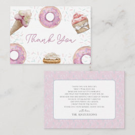 Tarjeta Pequeña Pastel rosa dulce y Baby Shower donut Gracias