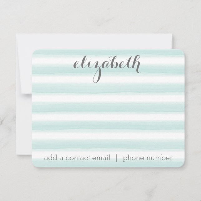 Tarjeta Pequeña Pastel Verde azulado y Gris Stationery Suite para  (Anverso)