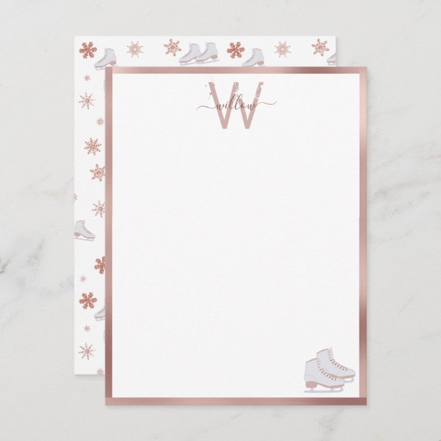 Tarjeta Pequeña Patines de hielo de oro rosa Patines rosados para  (Anverso / Reverso)
