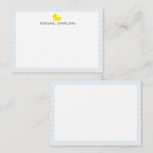 Tarjeta Pequeña Pato de goma azul y blanco raya náutica