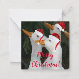 Tarjeta Pequeña Patos Blancos con Gorros Rojos de Santa Claus Fies