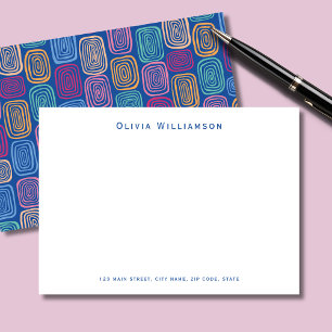 Tarjeta Pequeña Patrón abstracto azul moderno personalizado