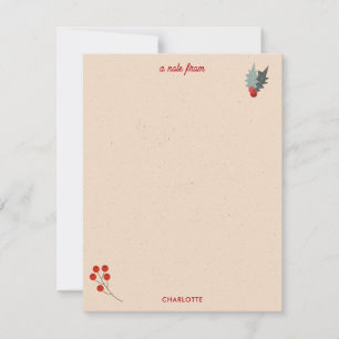 Tarjeta Pequeña Patrón botánico moderno de Navidad de bayas de ace