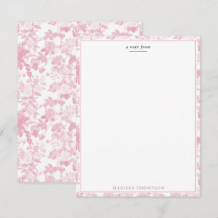 Tarjeta Pequeña Patrón Chinoiserie de Rosas Florales Blancas Rosa