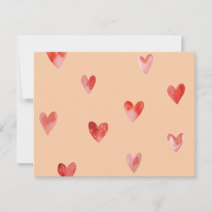 Tarjeta Pequeña Patrón continuo de corazones al acuarela