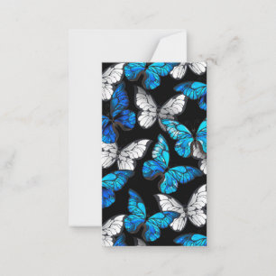 Tarjeta Pequeña Patrón continuo oscuro con mariposas azules Morpho