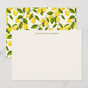 Tarjeta Pequeña Patrón de Acuarela de Fruta de Limón Adorable Pers