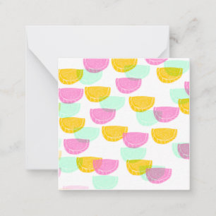 Tarjeta Pequeña Patrón de acuarela sandía rosa verde amarillo