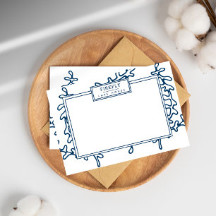 Tarjeta Pequeña Patrón de algas azul índigo personalizado y elegan