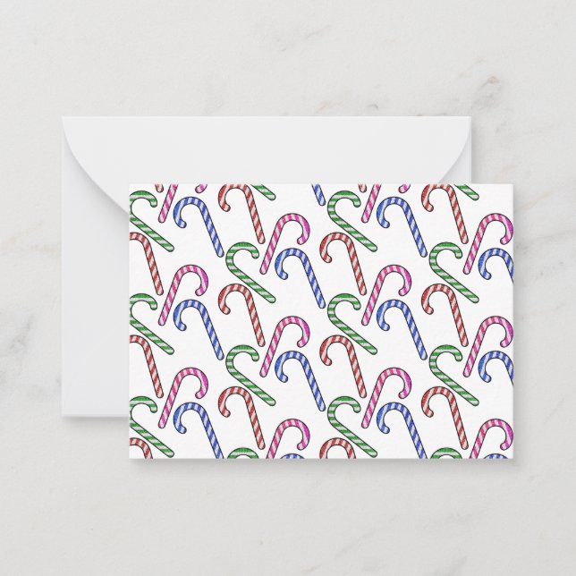 Tarjeta Pequeña Patrón de bastón de caramelo con brillo (Anverso)