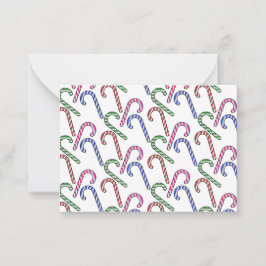 Tarjeta Pequeña Patrón de bastón de caramelo con purpurina