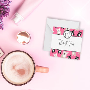Tarjeta Pequeña Patrón de Bulldog francés rosado