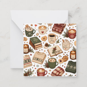 Tarjeta Pequeña Patrón de café de Navidad acogedor de invierno