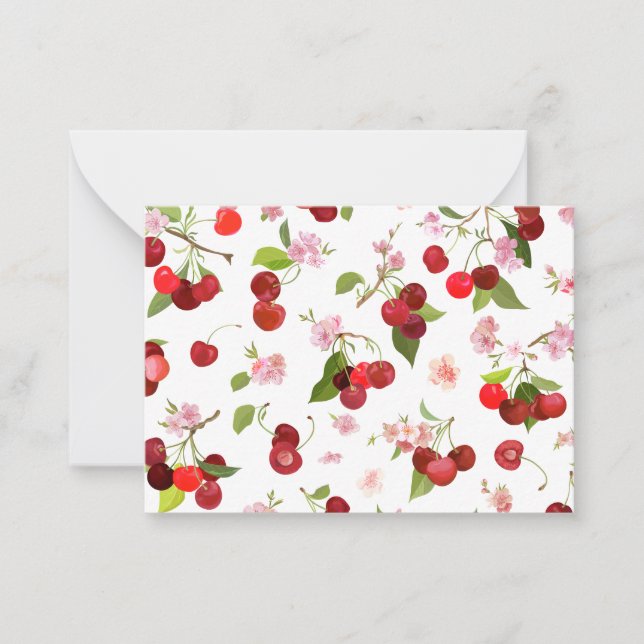 Tarjeta Pequeña Patrón de cerezas 1 (Anverso)