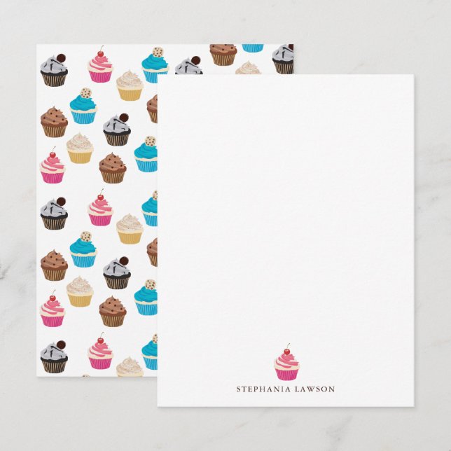 Tarjeta Pequeña Patrón de Cupcakes de Cute de colores (Anverso / Reverso)
